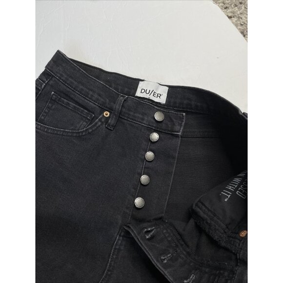 Duer Mens 30x27 Black Denim Jeans Button Fly Skinny Leg - Picture 4 of 6